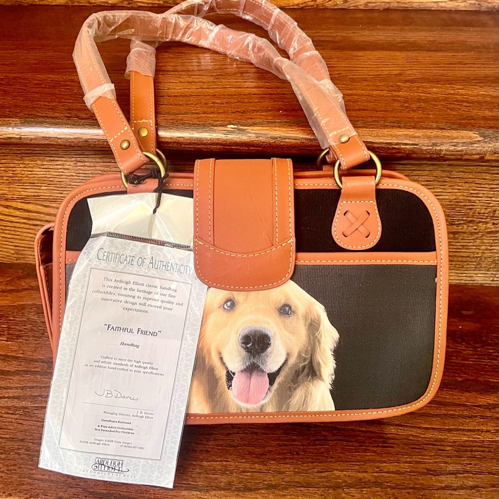 Ainsley Elliott Bradford Exchange collectible golden retriever dog purse bag